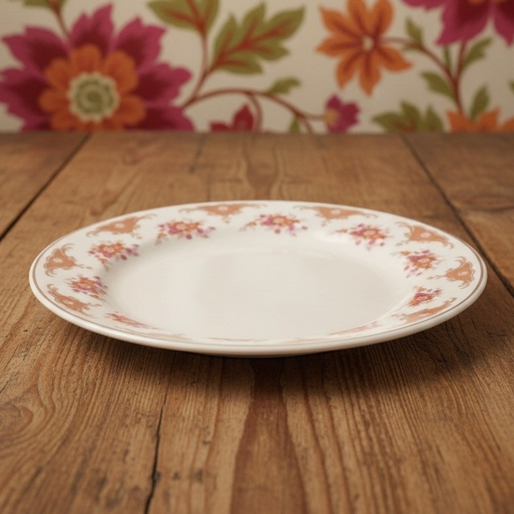 Decorative Floral Bread Plate #CX208, Vintage Warm Flower Pattern Porcelain